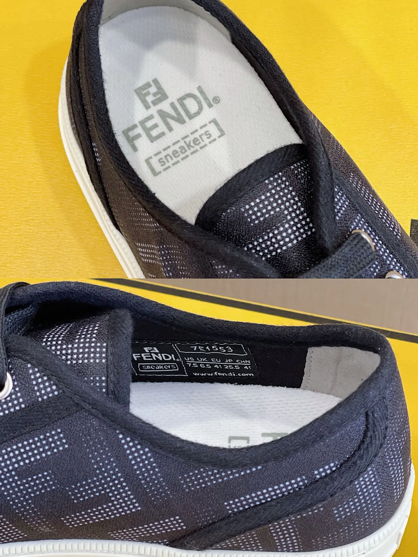 Factory price: 380 new Fendi Fendǐ Domino sneakers with jacquard FF pattern, embossed FF pattern on the toe, canvas upper, T men's men's shoes 💰U customized outsole Size: 38-45, (45 customized)